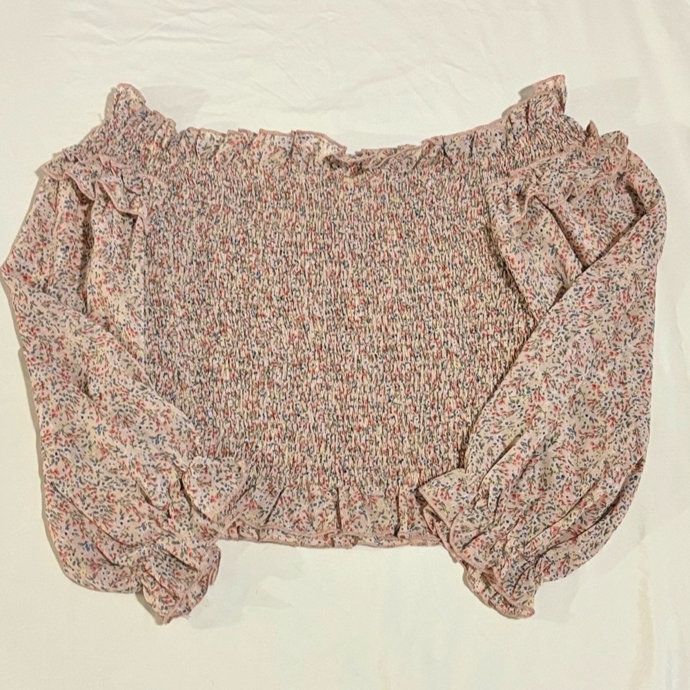 She & Sky off the shoulder ruched blouse